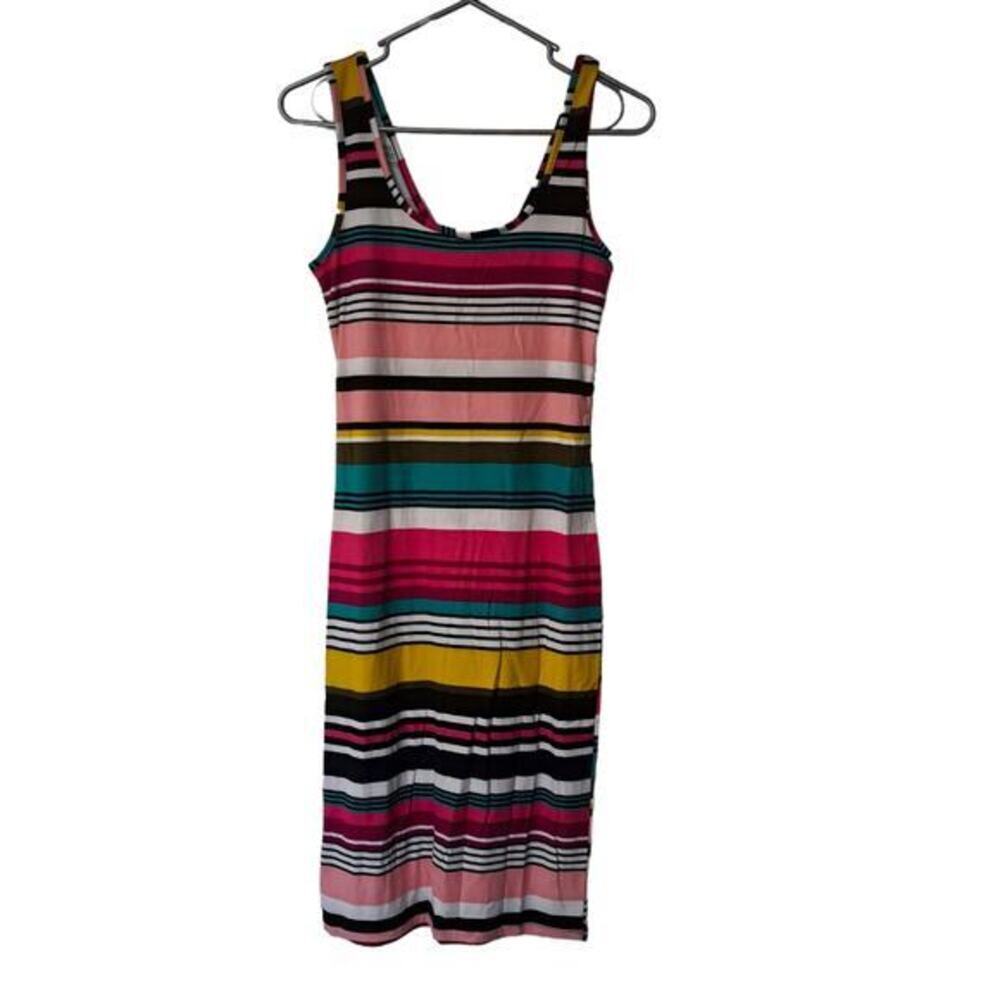 Planet Gold Womens Tank Scoop neck Bodycon Stretch Mini Dress Striped‎ Sz M